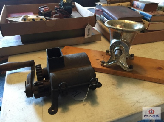 Two antique grinders