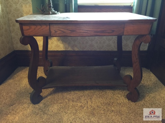 Empire oak one drawer library table