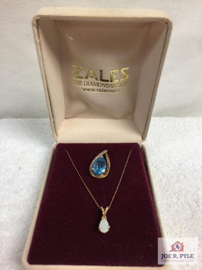 14K gold necklace chain with two pendants