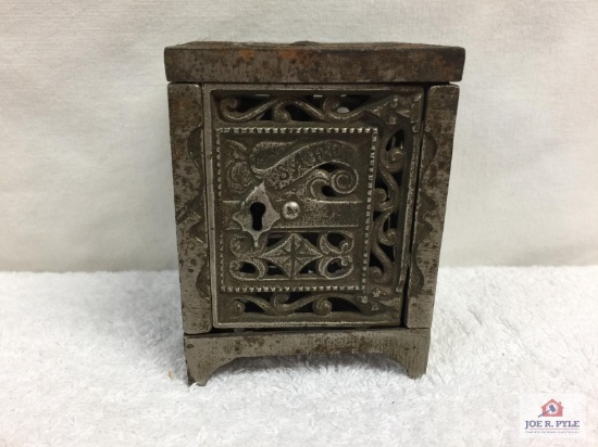 Antique cast iron safe bank (no key) Pat June 1896 2 1/2" x 3" x 2 1/4"