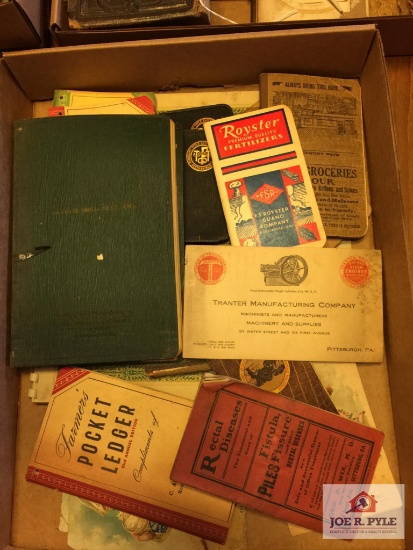 Tray early advertising paper and booklets