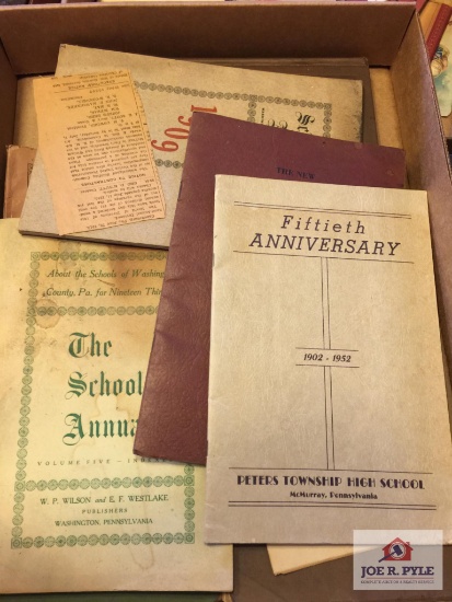 Early Pennsylvania School books for teachers and Peters Twp. 50th anniversary book