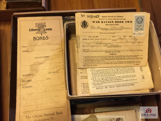 War Ration books and Liberty Bonds folder