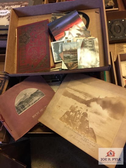 Two trays early cabinet card Niagara Falls, post cards, picture booklets, etc.