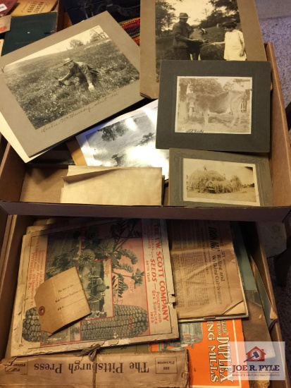 Two trays early farming cabinet cards and farm related brochures
