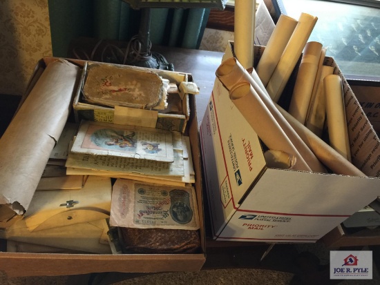 Two box early paper: letters, certificates, church literature, etc.