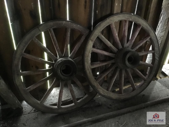 Pair 36" wood wagon wheels