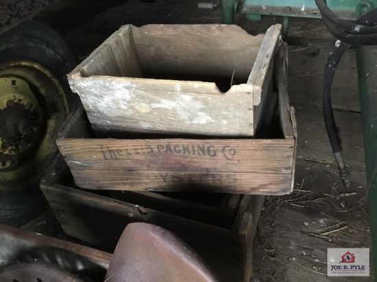 Four antique wood crates