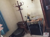 Corner lot: tray table, lamps, hassock, etc.