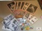 Lot vintage baseball items: cardboard pictures, postcards, 1987 Topps coins,