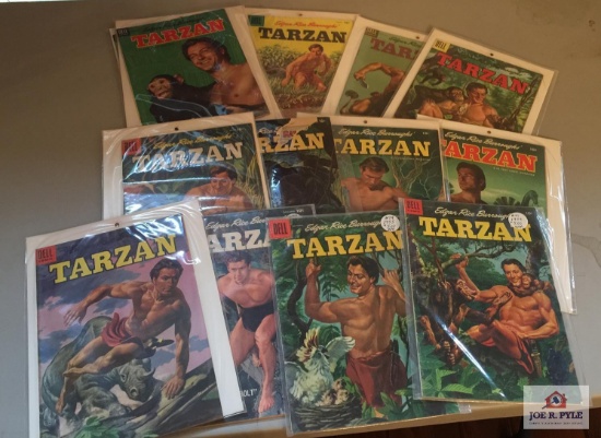 Lot of thirteen (13) 1950's Tarzan 10 cent comic books average condition with wear