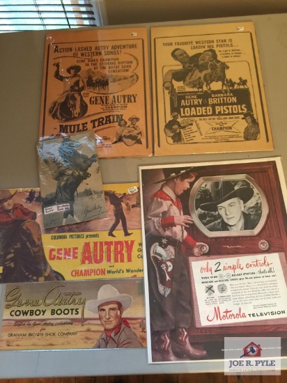 Lot Gene Autry Advertising, lobby cards, post card, etc.