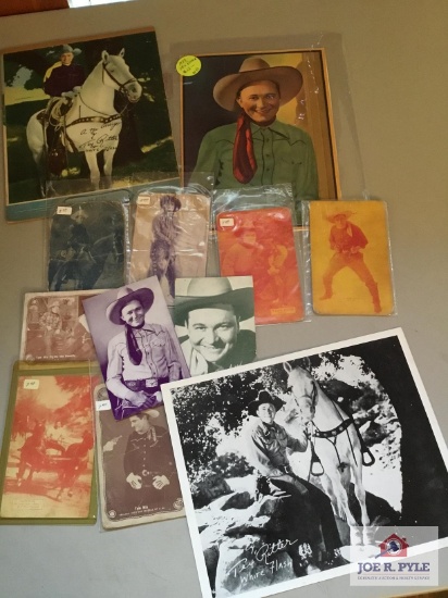 Lot vintage cowboy pictures, lobby hand out cards, etc.