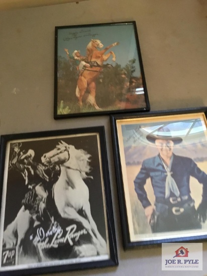 Lot studio signed pictures; Roy Rogers and Trigger, Hopalong Cassidy The Lone Ranger