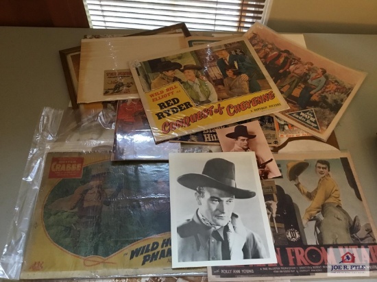 Lot vintage movie lobby cards: Red Ryder, Buster Crabbe, John Wayne, etc.