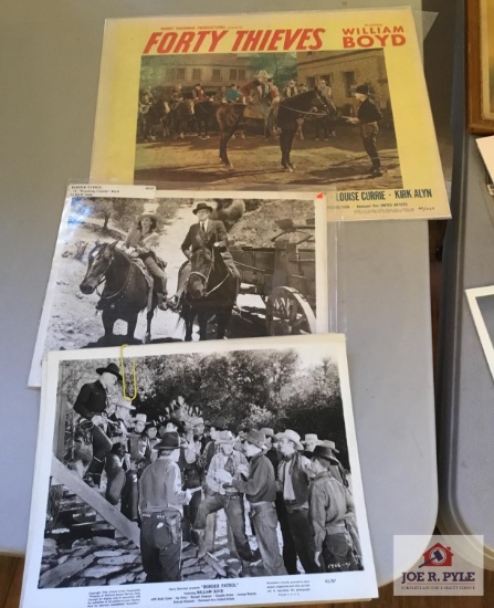 Lot vintage movie lobby cards: William Boyd Forty Thieves and Border Patrol