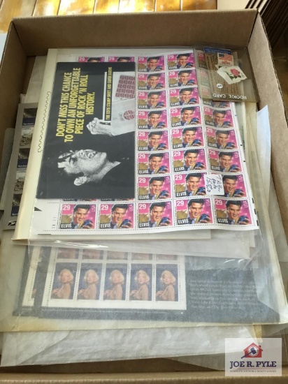 Lot US postage stamps: Elvis, Marilyn Monroe, Atlanta Olympics James Dean, etc.