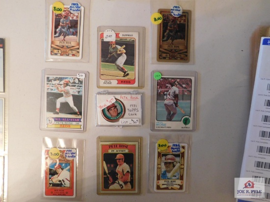 1966-89 Pete Rose assorted: includes 66, 71, 73, 74, Topps: 72 action: etc.