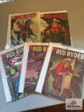 Lot of five (5) 1950's 10 cent Red Rider comic books average condition with wear