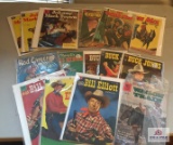 Lot of nineteen (19) 1940-50's 10 cent Western comic books: Tom Mix, Cisco Kid, Bill Elliot, Range