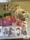 Lot vintage lobby hand out cards: Bonanza stars, Chuck Conners, James Arness, Harold Lloyd, etc.