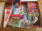 Misc. lot : Orioles bobblehead, Football pennants, stickers, 3-D cards, etc.