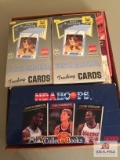 Lot basketball cards: North Carolina First Edition, NBA Hoops collect-a-book, basketball magazines