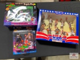 Lot 3 Michael Jordan Figures: 1992 Starting Line up Team USA, 1996 Warner Bros Space Jam, etc.