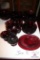 Ruby luncheon set, bowls and platters