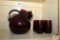 Ruby pitcher and juice glasses