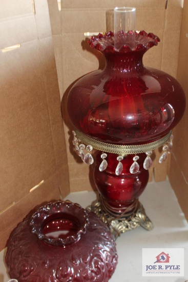 Ruby lamp with extra shade