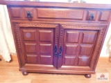 Walnut hall console cabinet