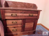 Antique oak and marble washstand