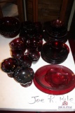 Ruby luncheon set, bowls and platters