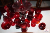 Fenton vase and bell and collection of ruby glass