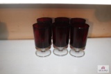 Ruby and clear footed juice glasses