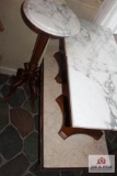 Marble top tables and plant stand