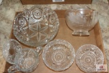 24percent lead crystal swan bowl and pressed glass pieces