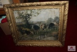 Fancy framed picture of cows
