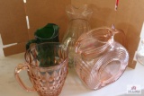 Depression glass pitchers
