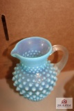 Small blue hobnail pitcher