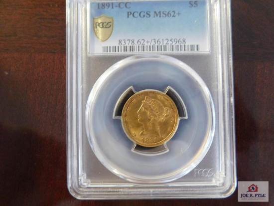 1891 CC $5 PCGS MS 62+