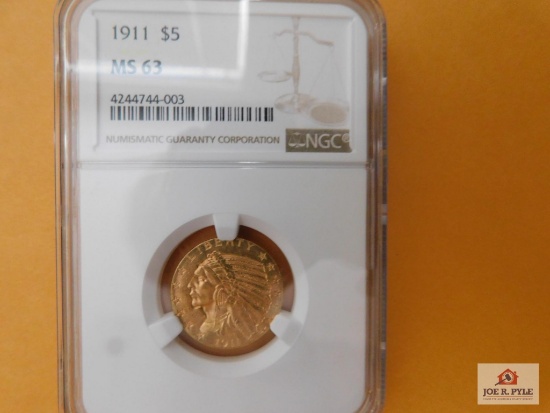 1911 $5 MS 63 Gold Piece