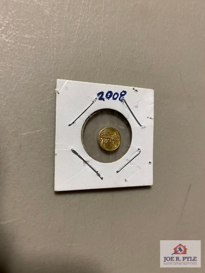 2008 Miniature replica of $20 Gold Piece stamped 22K approximately 5/16" across