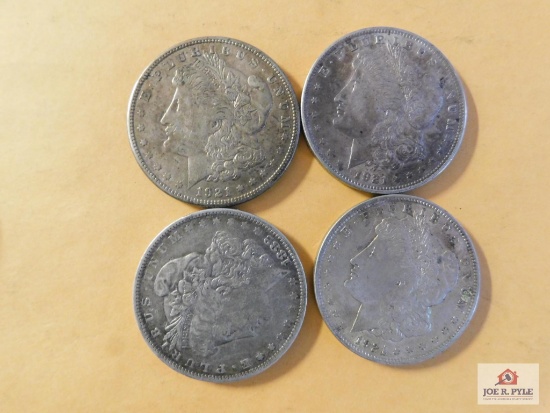4 Morgan Silver Dollars 1921 & 1883