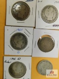 Liberty Head Barber Half-Dollars : 1894-O, 1901-O, 1906-D, 1907, 1915-S