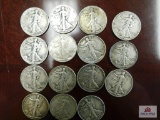 15 Liberty Walking Half Dollars