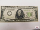 1929 Green Seal $500 serial #B00066991A Federal Reserve Note