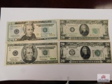 $20 Federal Reserve Notes [4 pcs]