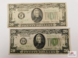 2- $20 Federal Reserve Notes 1928B & 1934D